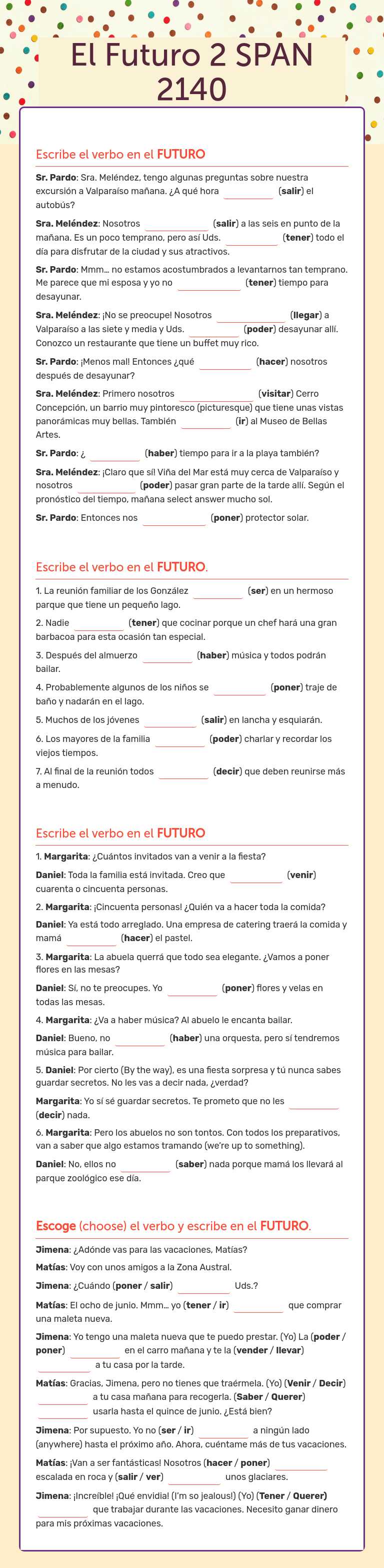 El Futuro 2 SPAN 2140 worksheet preview image