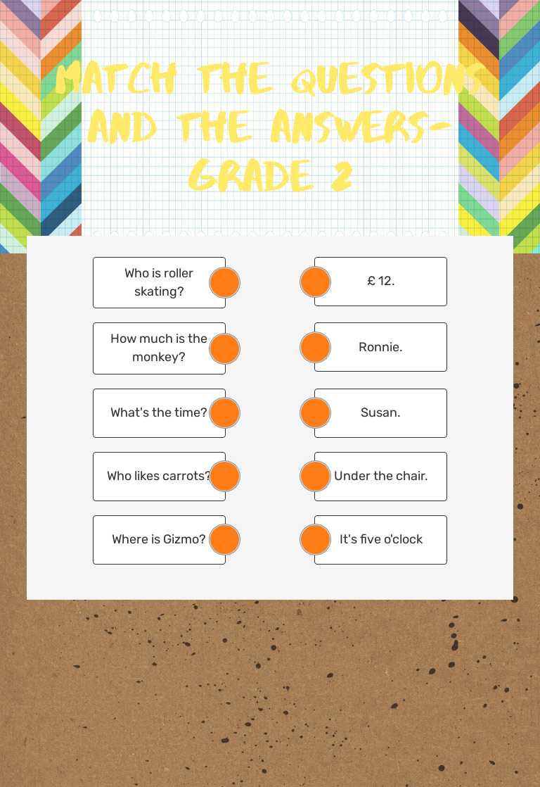 Match the questions and the answers- grade 2 worksheet preview image