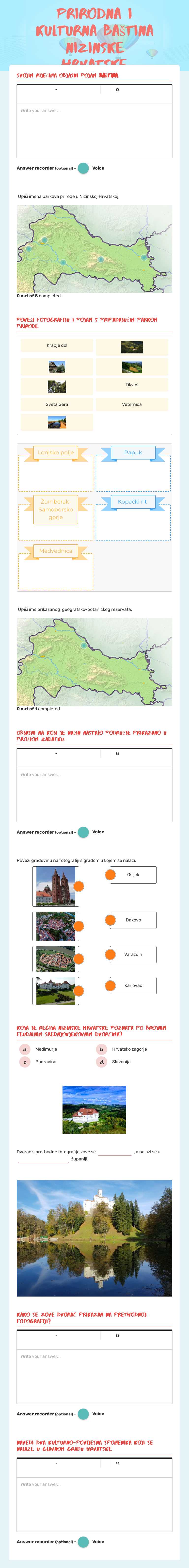 Prirodna i kulturna baština Nizinske Hrvatske worksheet preview image