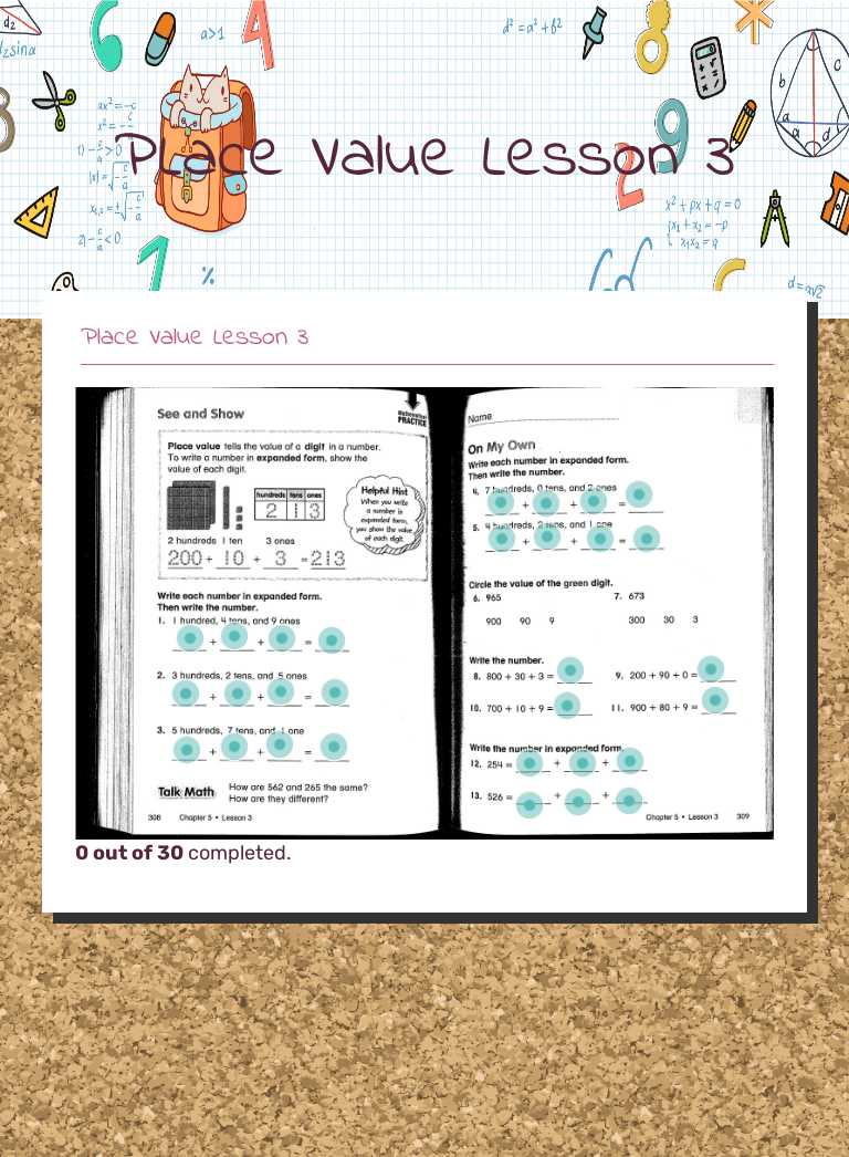 PLace Value Lesson 3 Grade 2 worksheet preview