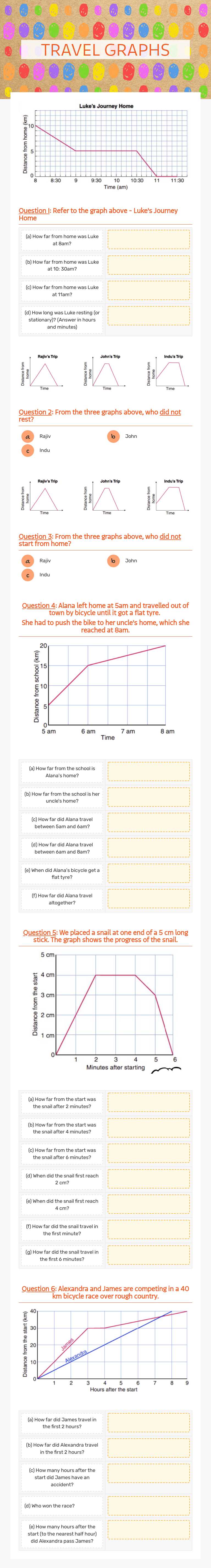 TRAVEL GRAPHS worksheet preview image