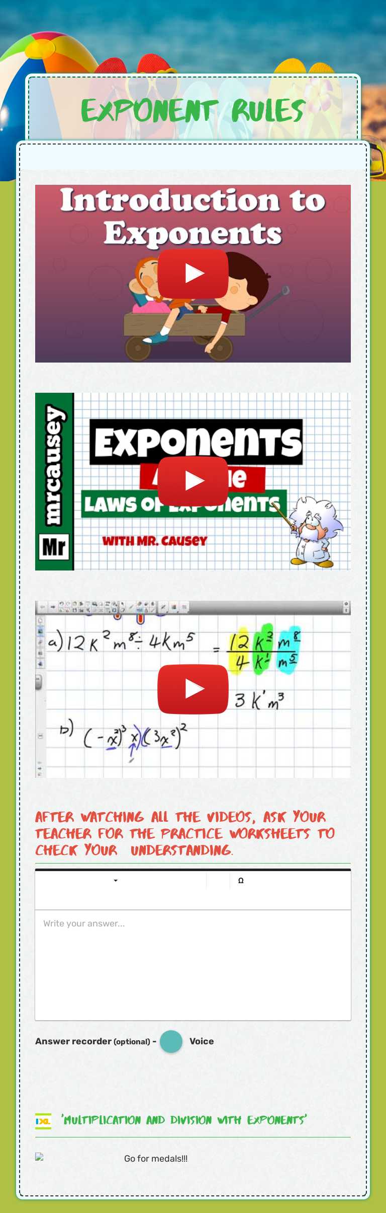 EXPONENT RULES worksheet preview image