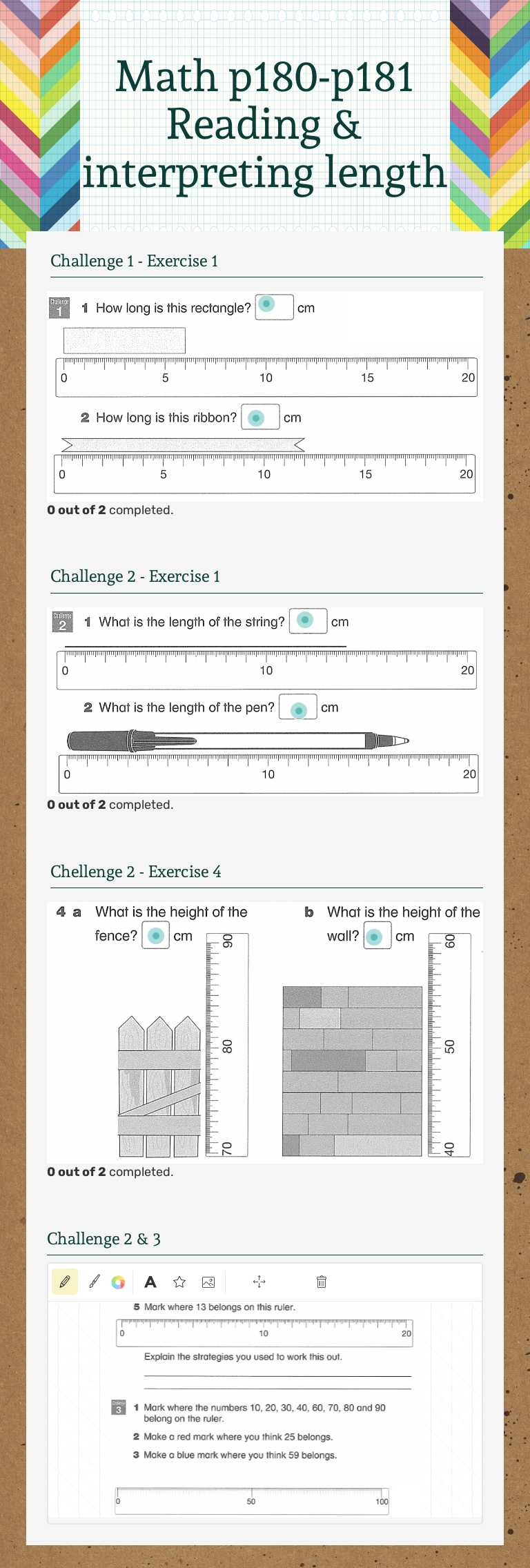 Math p180-p181 Reading & interpreting length Grade 4 worksheet preview