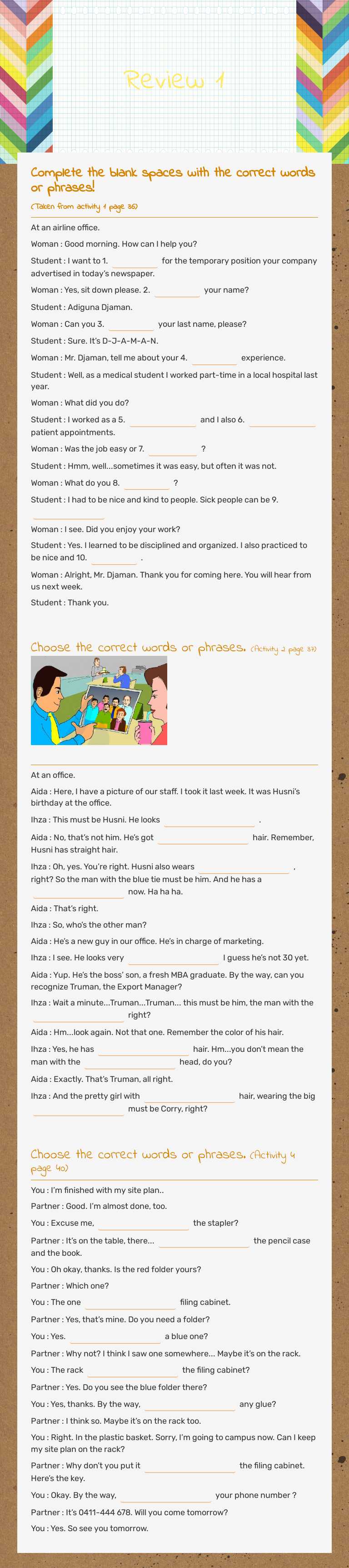 Review 1 worksheet preview image