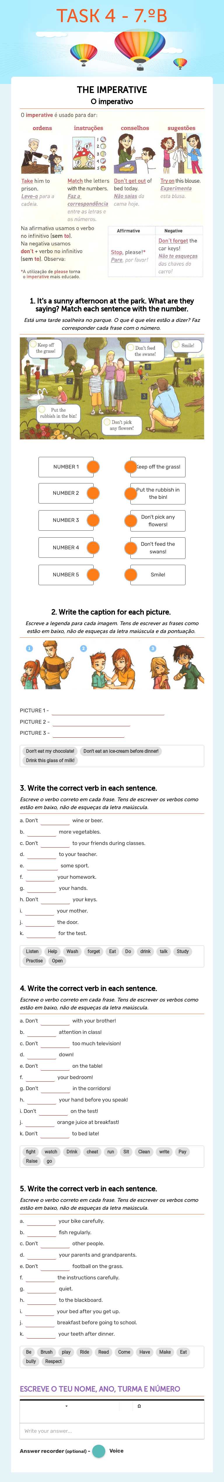 TASK 4 - 7.ºB Grade 7 worksheet preview