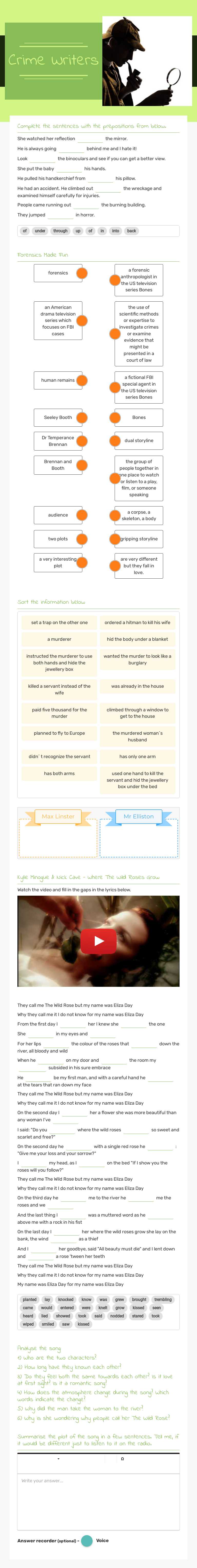 Crime Writers worksheet preview image