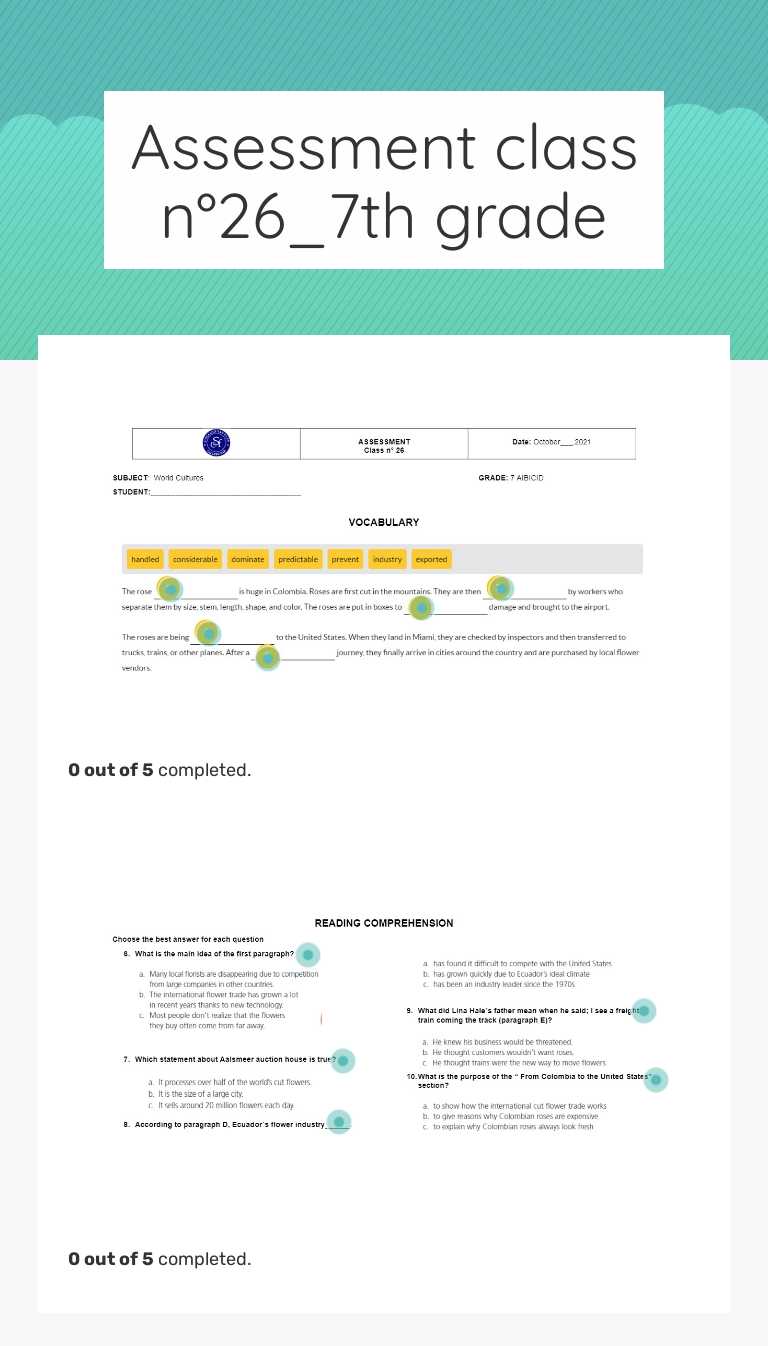 Assessment class n°26_7th grade worksheet preview image