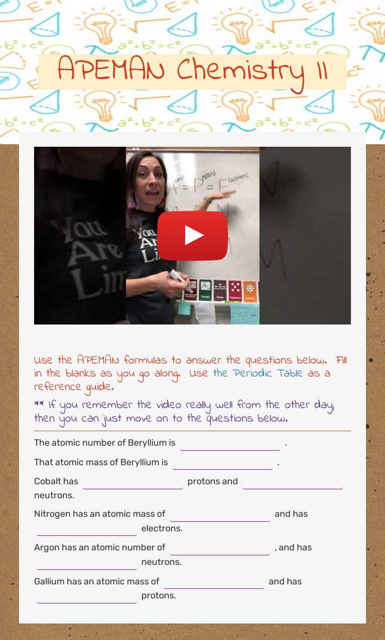 APEMAN        Chemistry II worksheet preview image