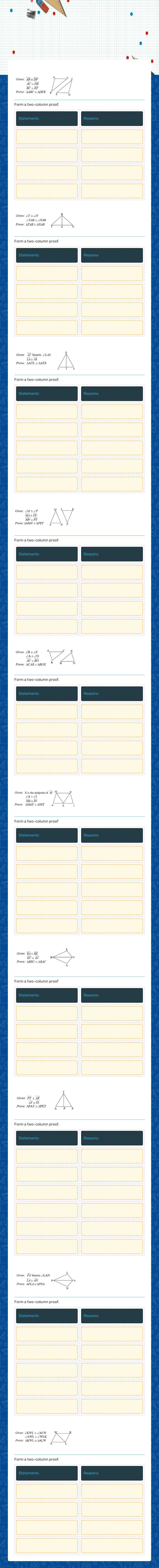 Triangle Congruence Proofs Grade 9 worksheet preview