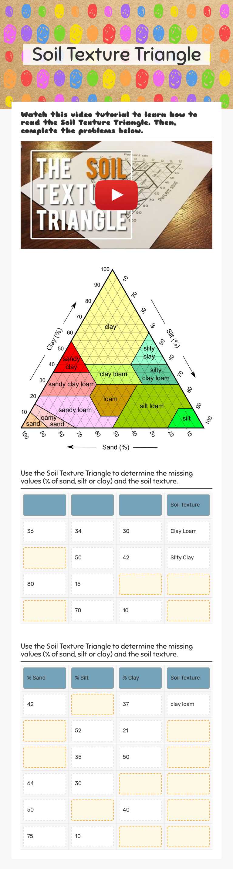 Soil Texture Triangle Grade 10 worksheet preview