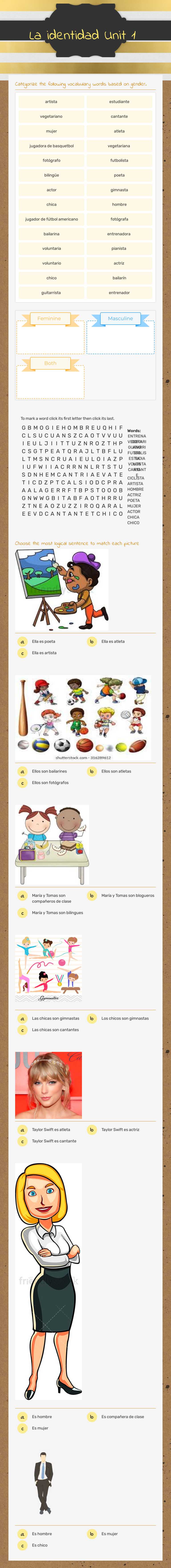 La identidad
Unit 1 worksheet preview image