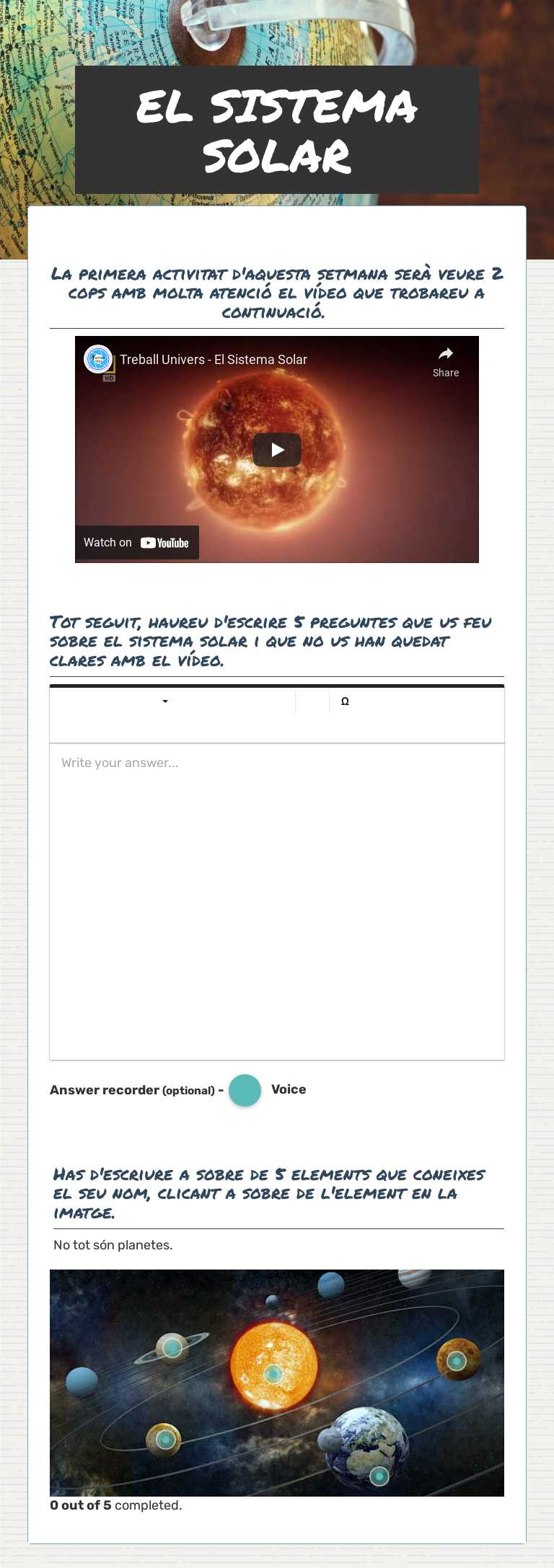 EL SISTEMA SOLAR worksheet preview image