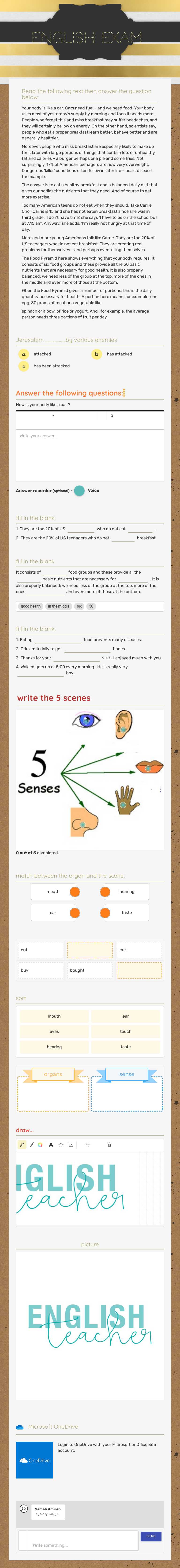 english exam worksheet preview image