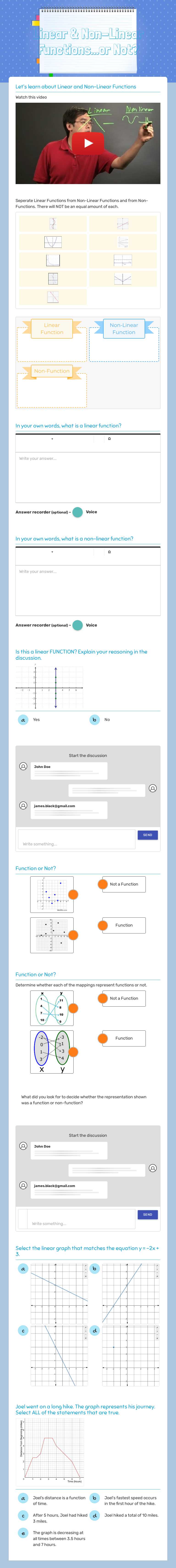 Linear & Non-Linear Functions...or Not? Grade 8 worksheet preview