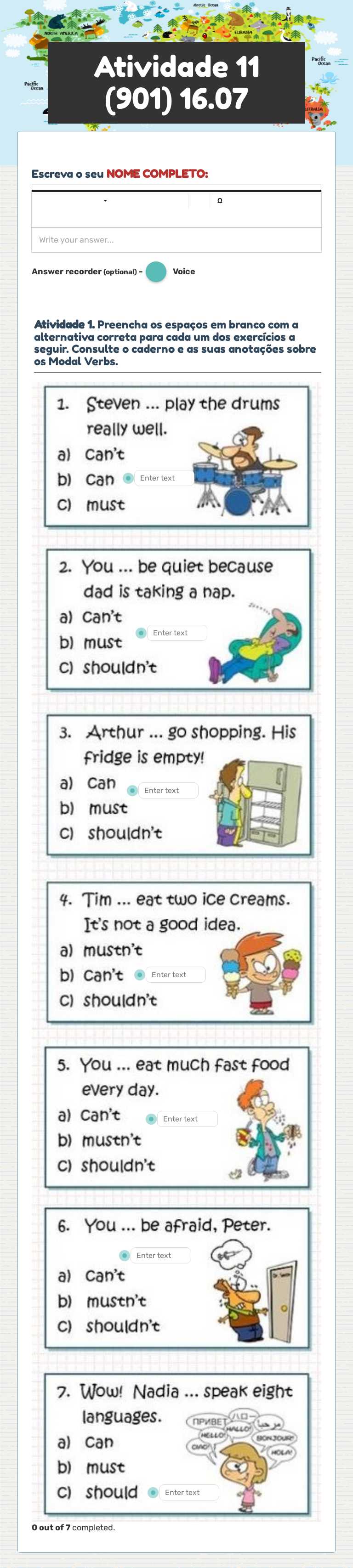 Atividade 11 (901) 16.07 Grade 9 worksheet preview