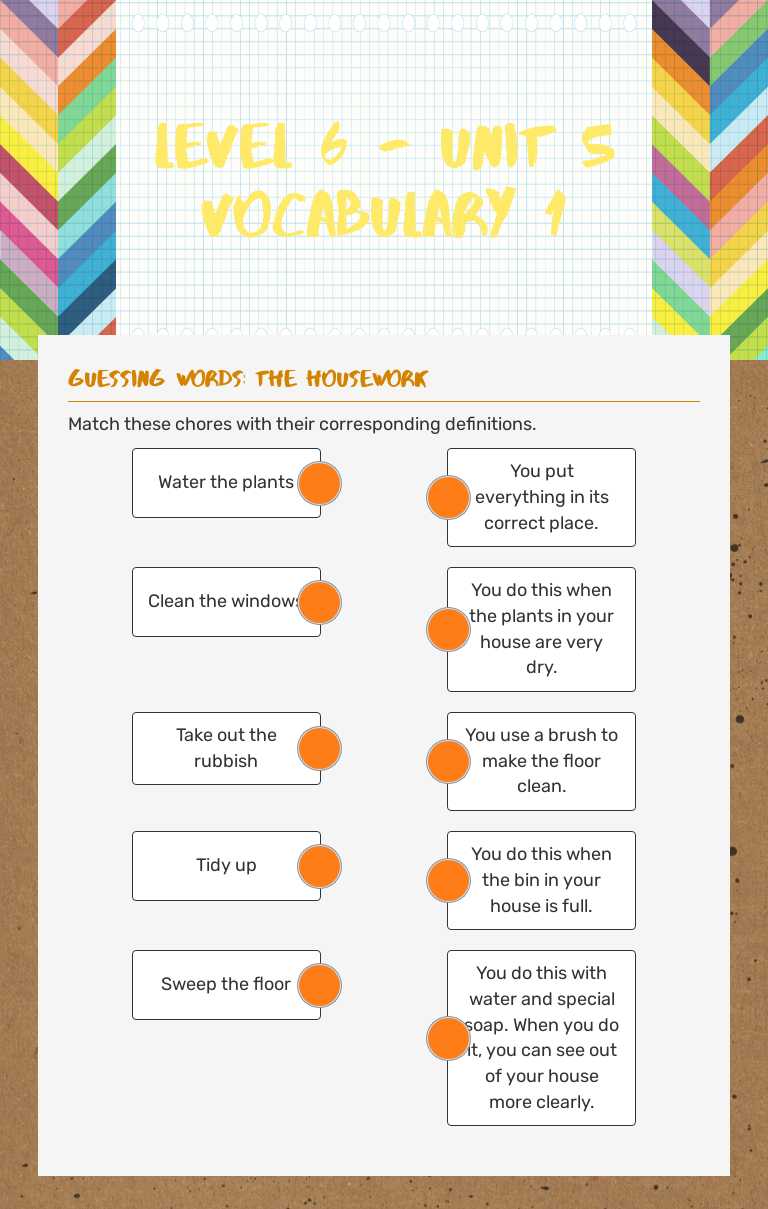 LEVEL 6 - UNIT 5  VOCABULARY 1 worksheet preview image