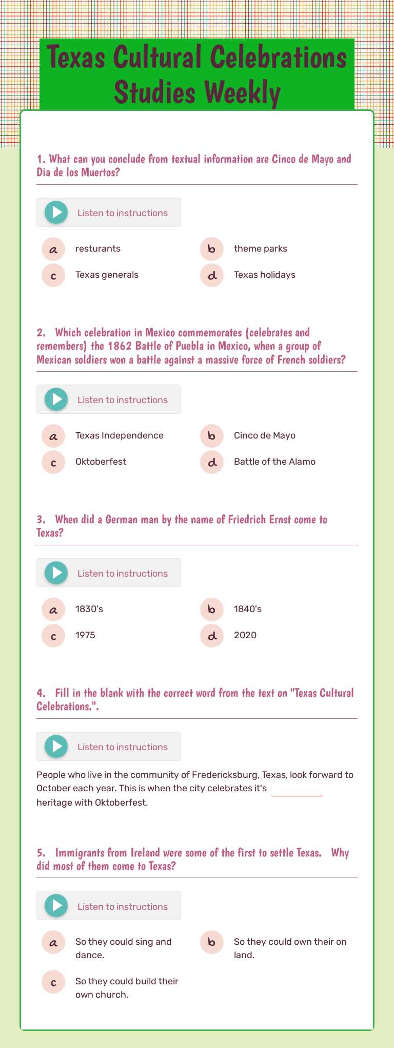 Texas Cultural Celebrations                             
       Studies Weekly worksheet preview image