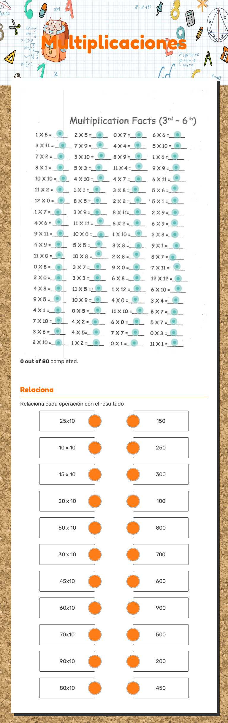 Multiplicaciones worksheet preview image