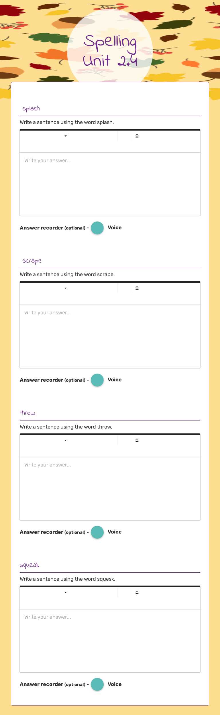 Spelling Unit 2.4 Grade 3 worksheet preview