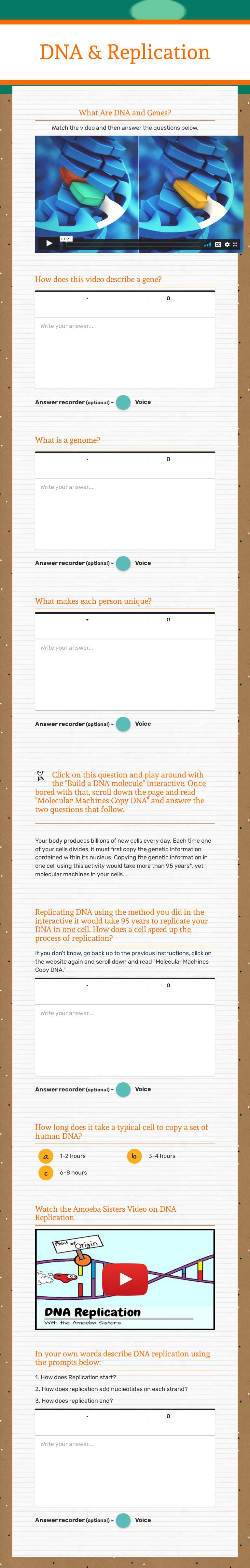 DNA & Replication worksheet preview image