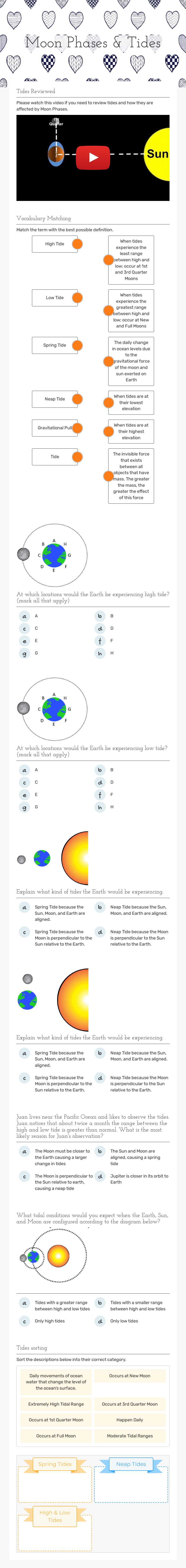 Moon Phases & Tides worksheet preview image