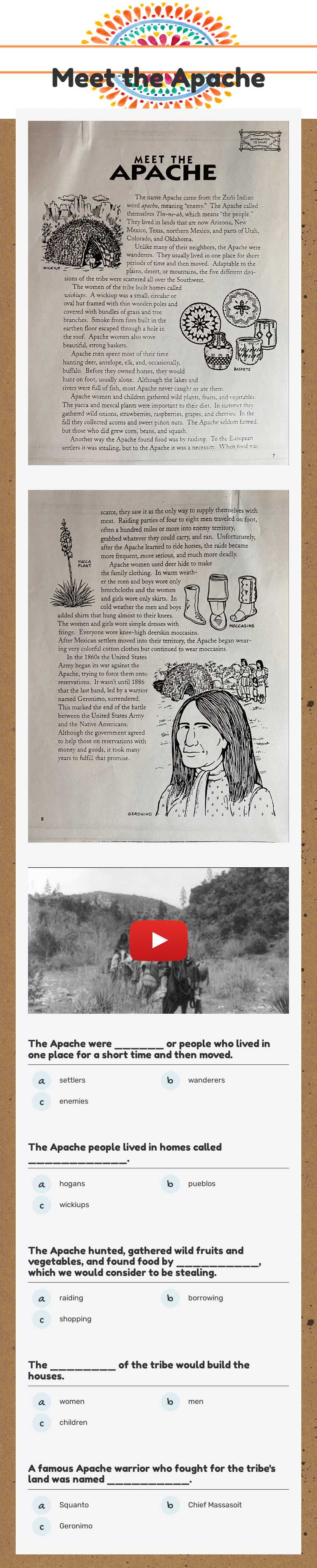 Meet the Apache worksheet preview image
