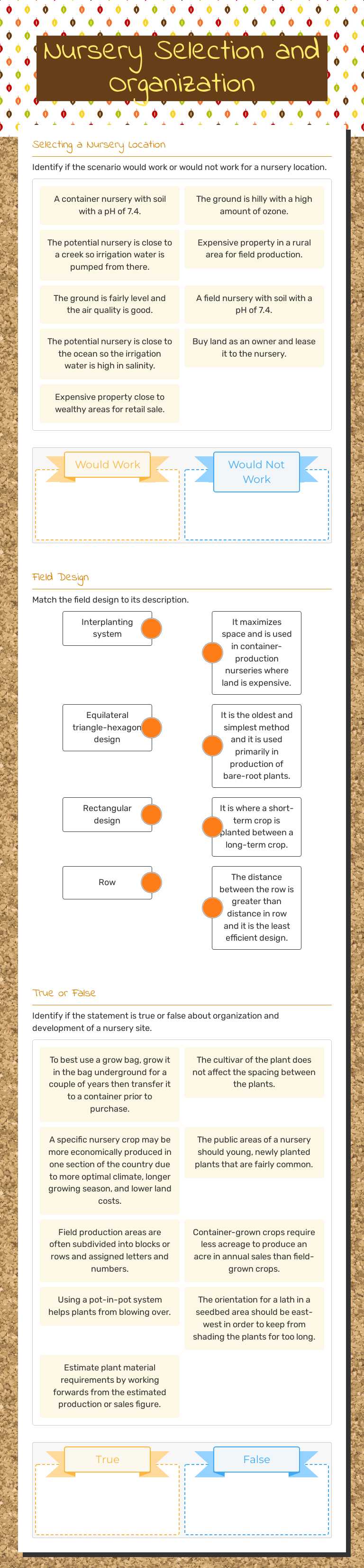 Nursery Selection and Organization worksheet preview image