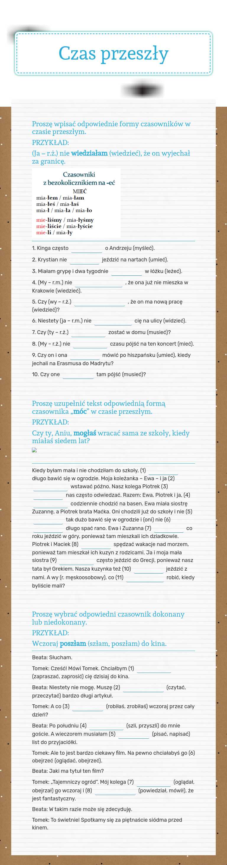 Czas przeszły worksheet preview image