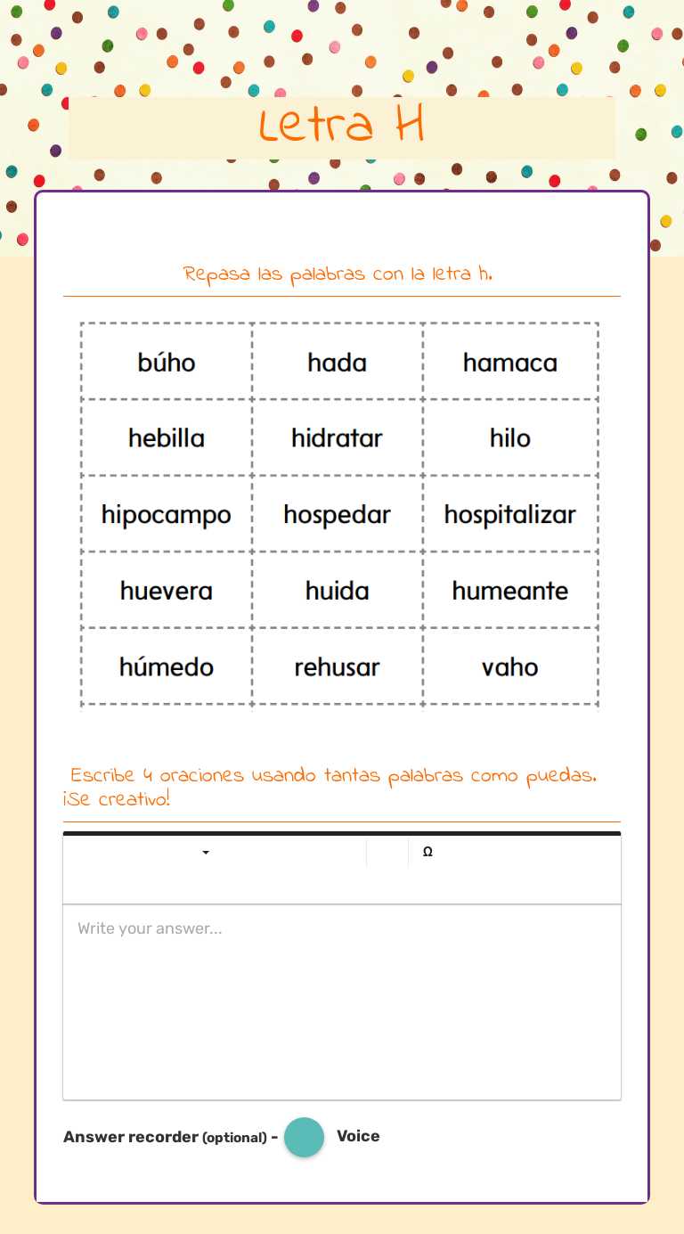 Letra H worksheet preview image