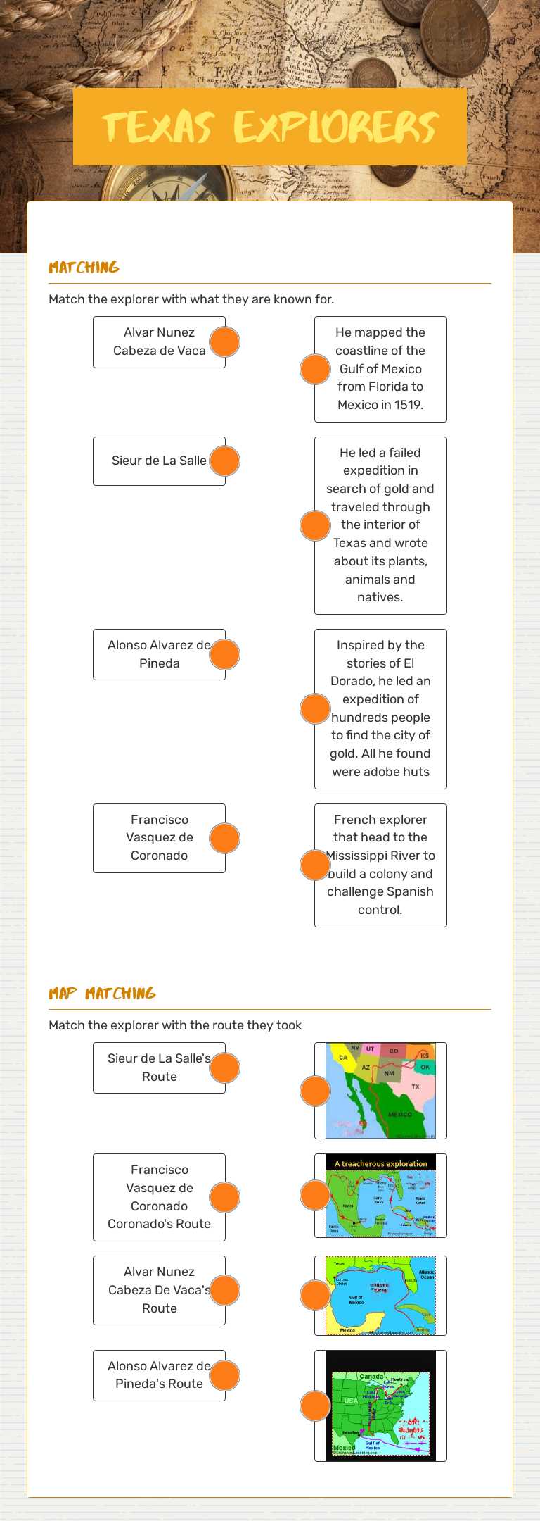 Texas Explorers worksheet preview image