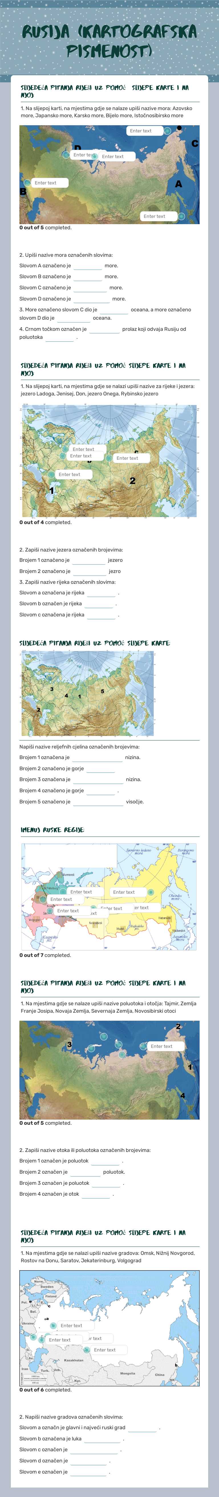 RUSIJA
(kartografska pismenost) worksheet preview image