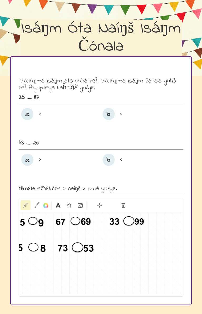Isáŋm Óta Naíŋš Isáŋm Čónala Grade 1 worksheet preview