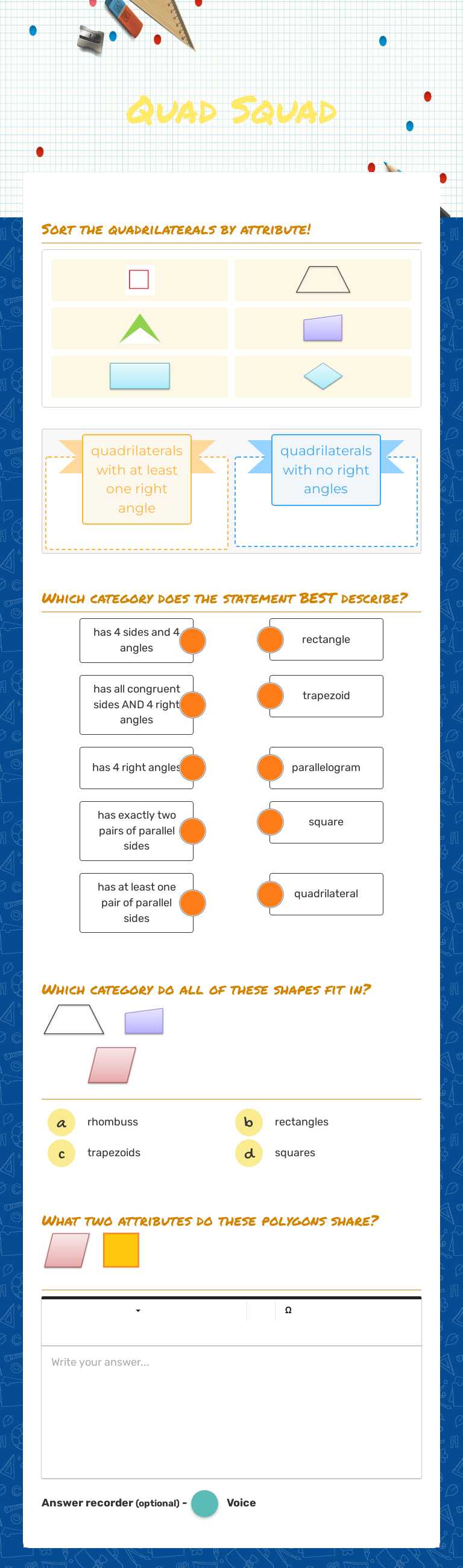 Quad Squad worksheet preview image
