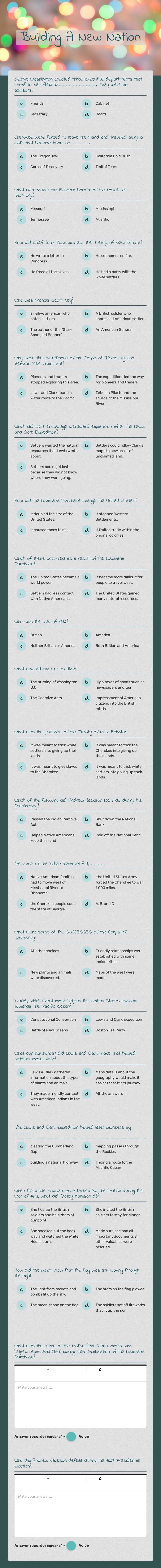 Building A New Nation worksheet preview image