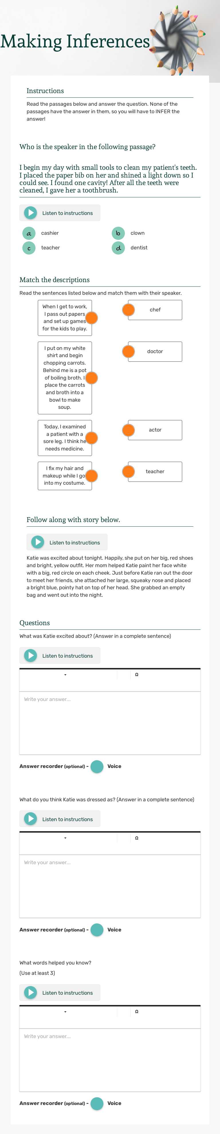 Making Inferences Grade 2 worksheet preview