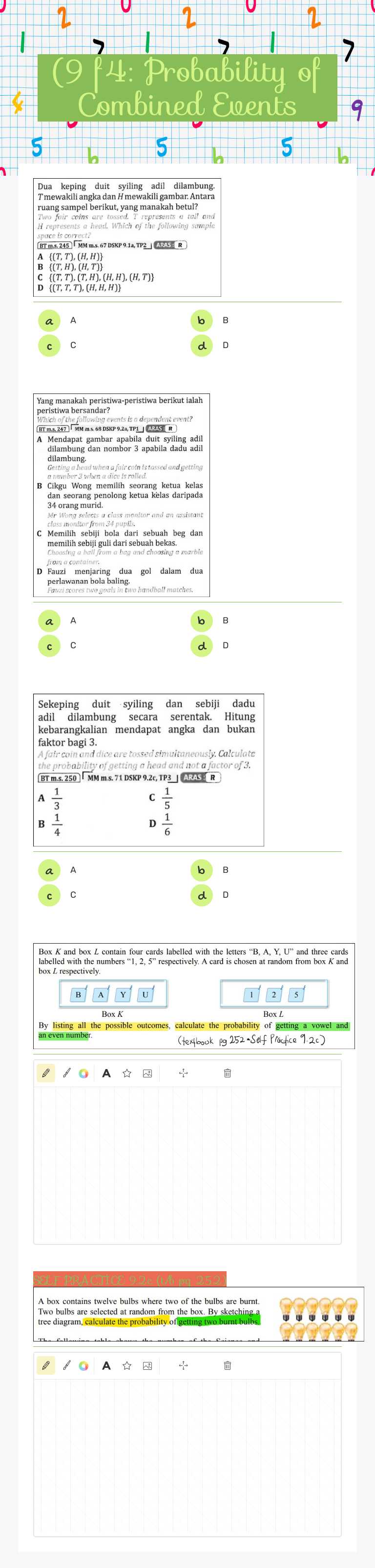 (9 f4: Probability of Combined Events worksheet preview