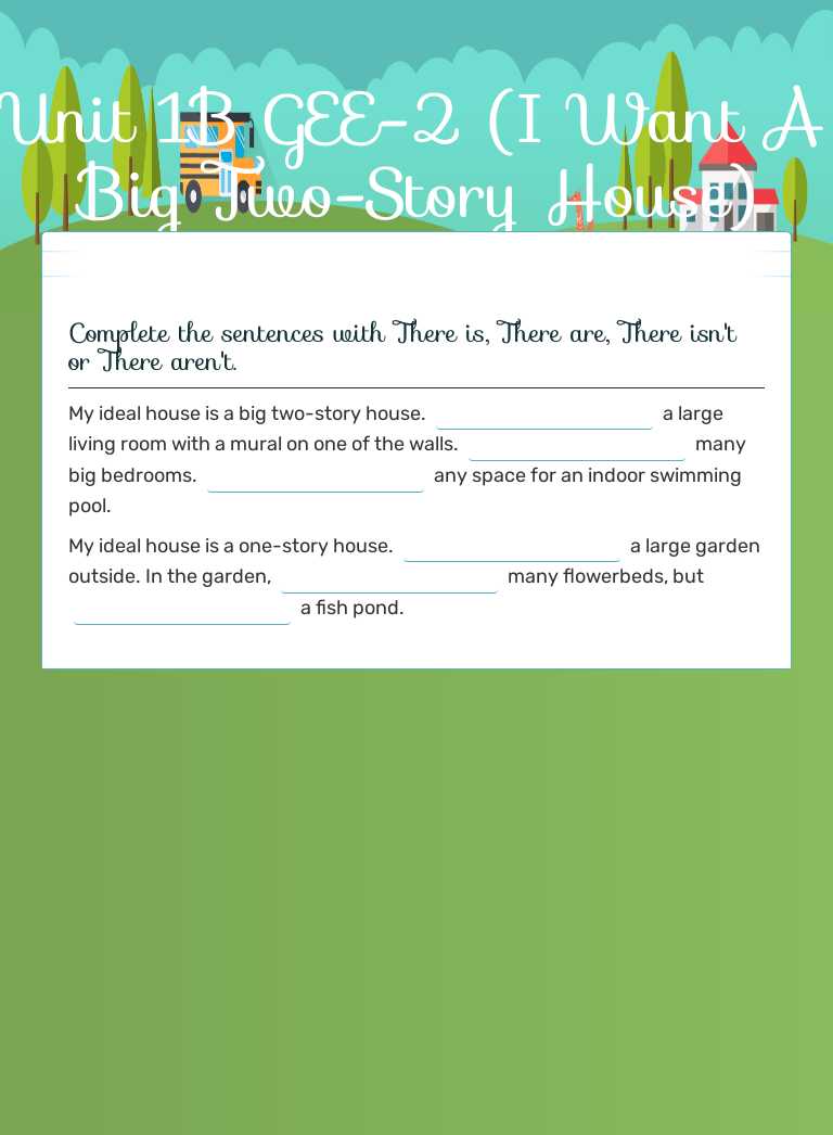Unit 1B GEE-2 (I Want A Big Two-Story House) worksheet preview image