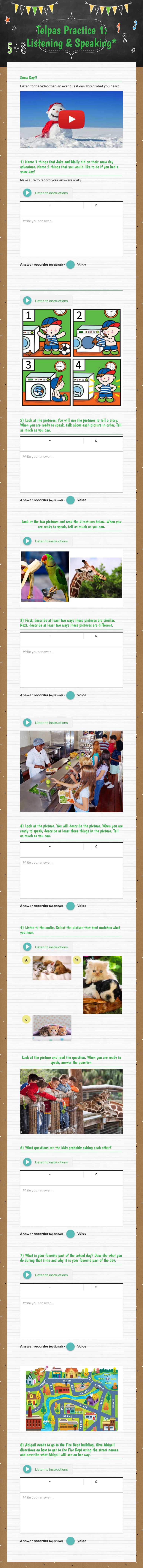 Telpas Practice 1: Listening & Speaking* worksheet preview image