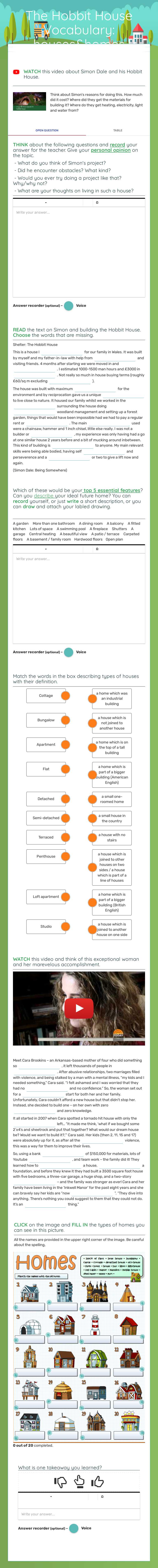 The Hobbit House       Vocabulary: houses&homes worksheet preview image