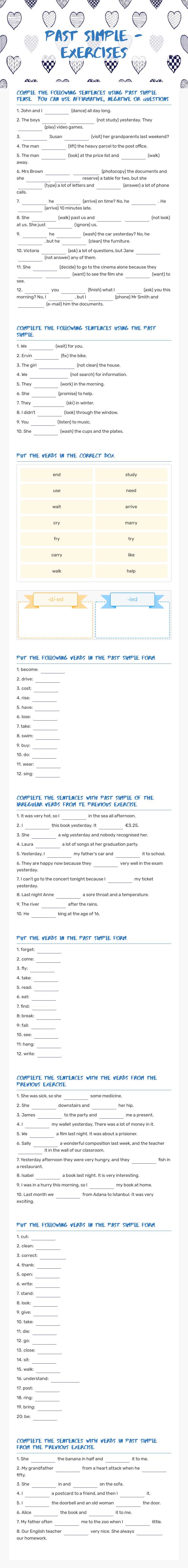 past simple - exercises worksheet preview image