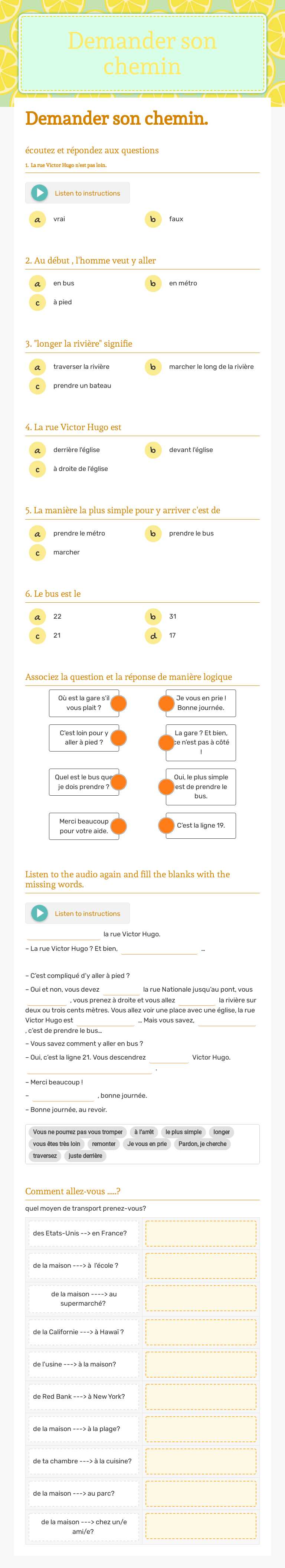 Demander son chemin worksheet preview image