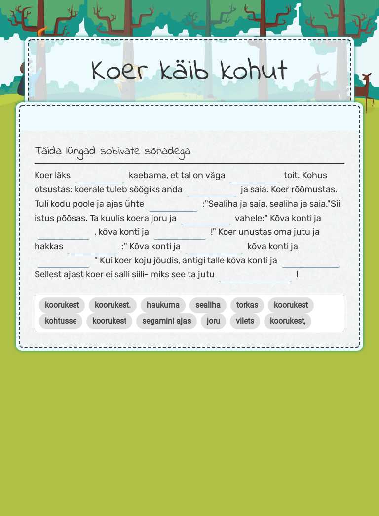 Koer käib kohut worksheet preview image