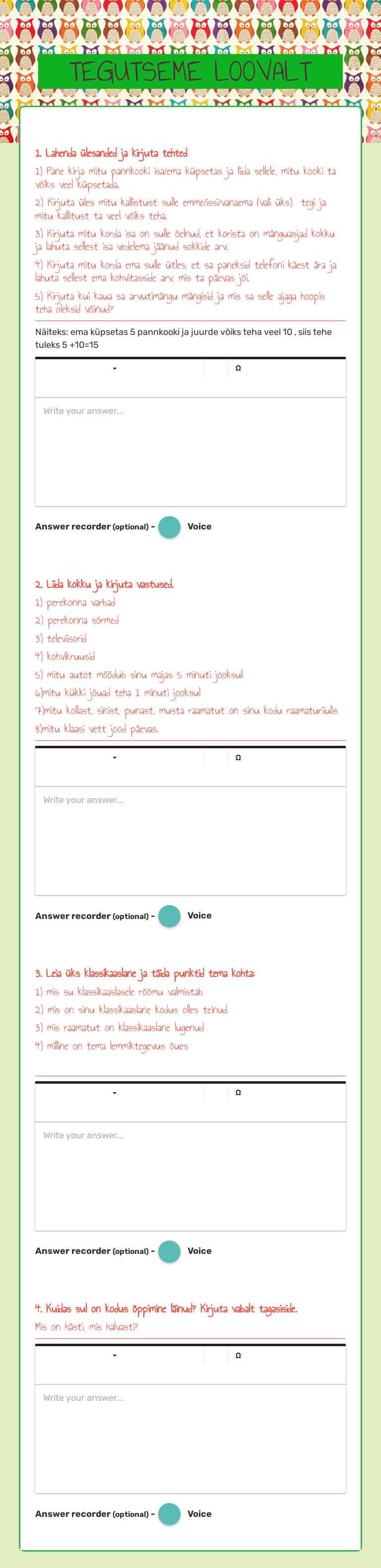 TEGUTSEME LOOVALT worksheet preview image