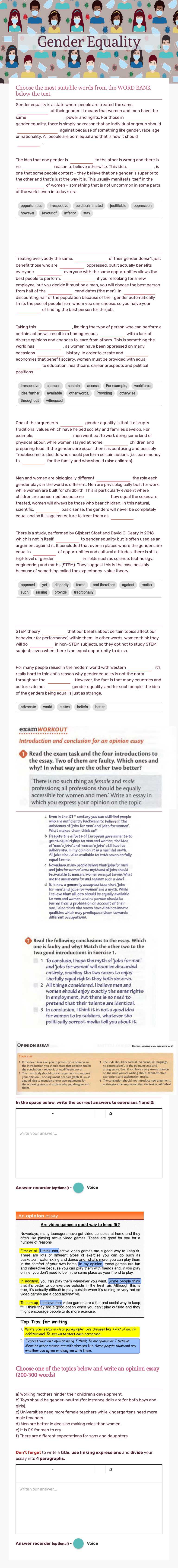 Gender Equality worksheet preview image