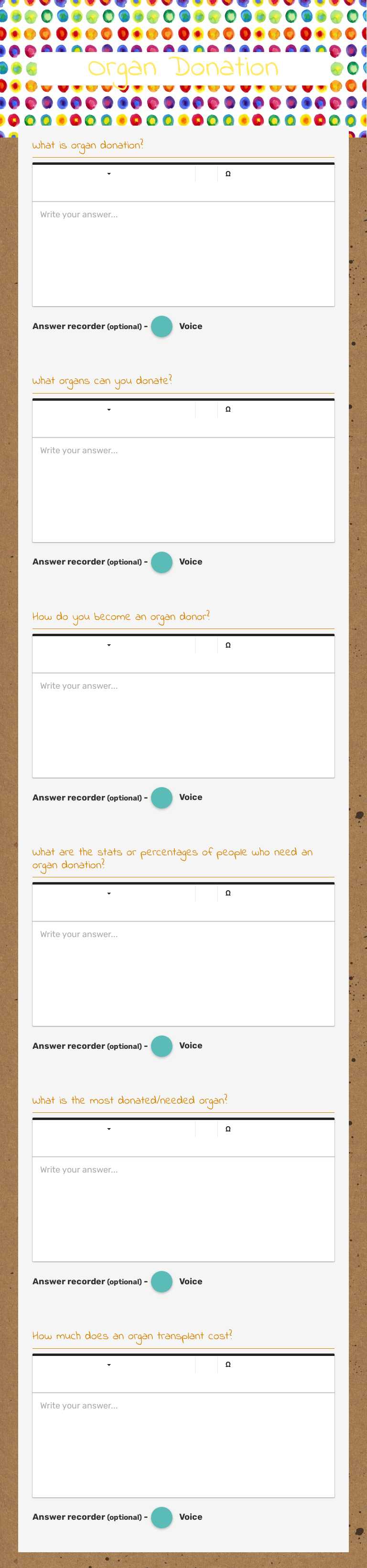 Organ Donation worksheet preview