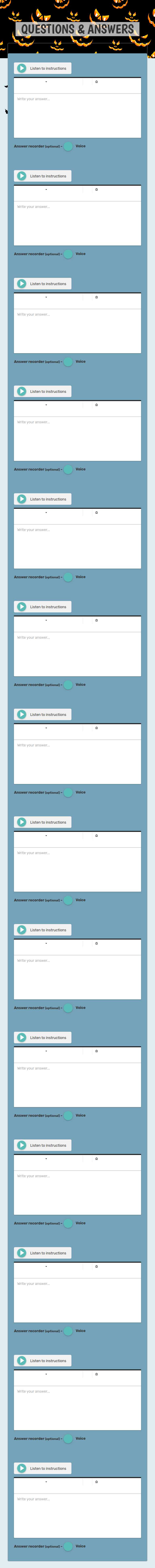 QUESTIONS & ANSWERS worksheet preview