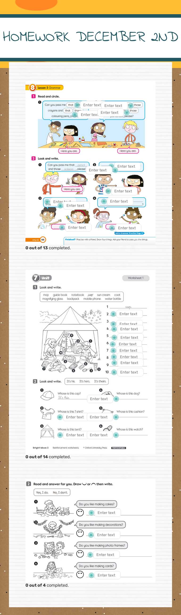 HOMEWORK DECEMBER 2ND worksheet preview image