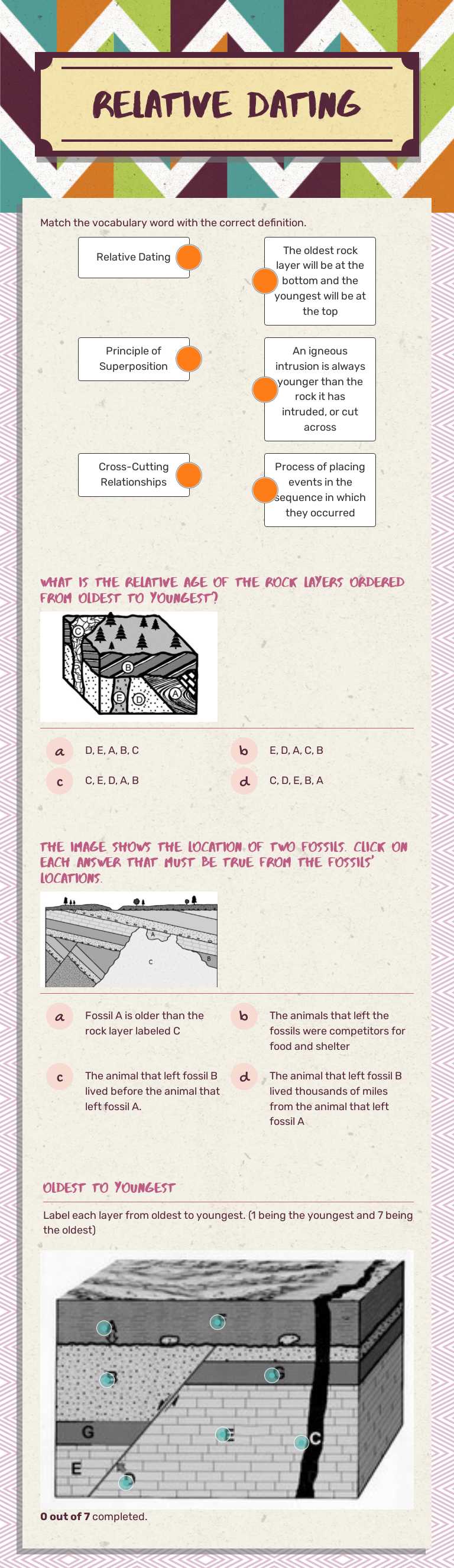 Relative Dating worksheet preview image