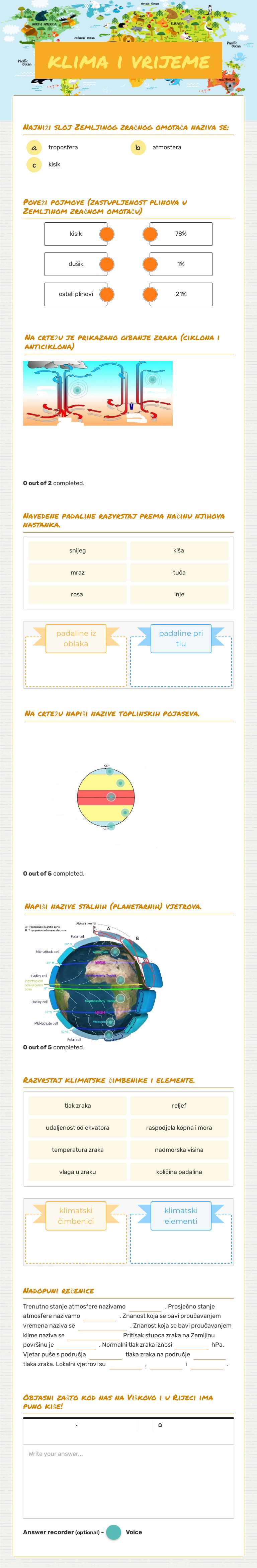 klima i vrijeme Grade 6 worksheet preview