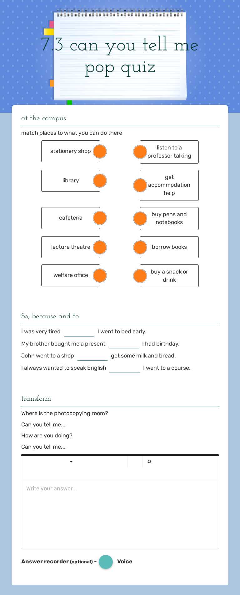 7.3 can you tell me pop quiz worksheet preview image